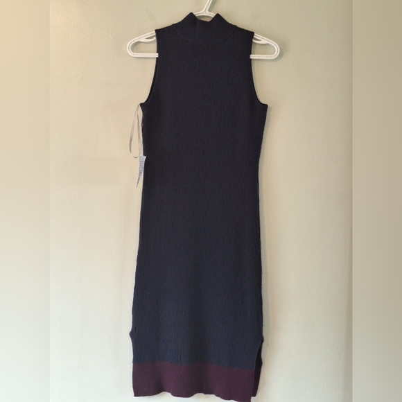 NWT Athleta Winterlude Sz XXS Merino Wool Burgundy Mockneck Sleeveless Dress - Picture 2 of 7